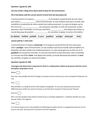 French Reading practice for GCSE