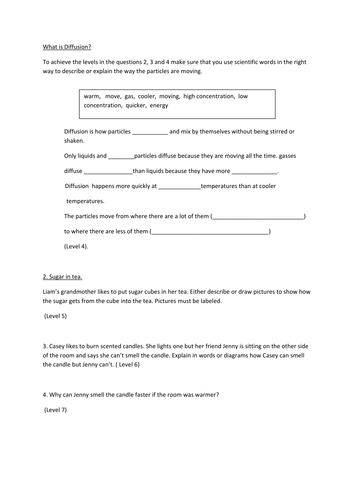 Diffusion leveled assessment tasks