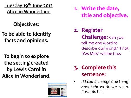 Alice In Wonderland Lesson PP Facts & Settings