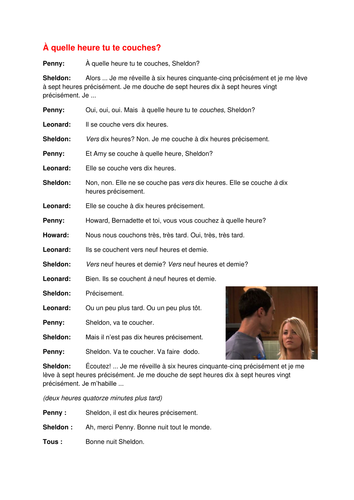 BIG BANG THEORY A quelle heure tu te couches?