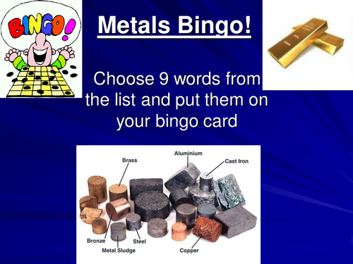 Metals Bingo