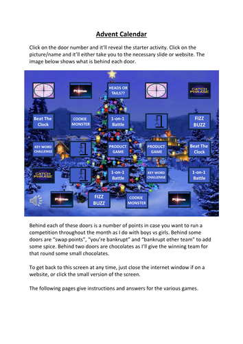 Advent Calendar full of fun, engaging starters