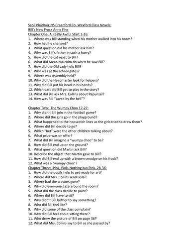 Bill's New Frock Comprehension