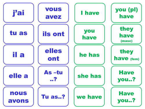 'Avoir' pair cards