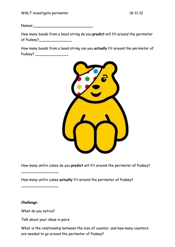 Children in Need Math activities