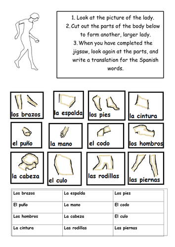 Body jigsaw in Spanish