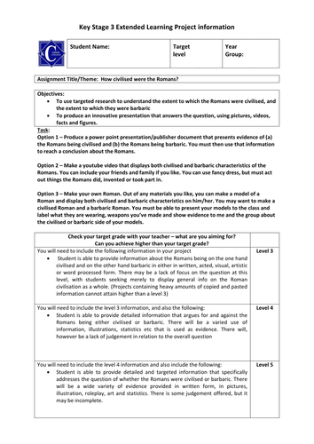 Romans extended learning task