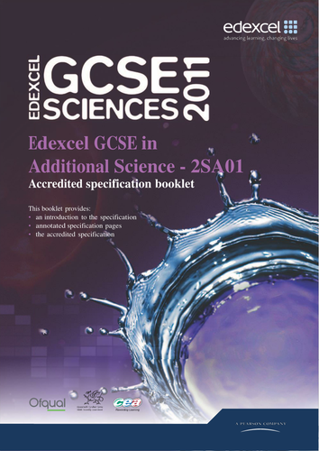 Edexcel Additional GCSE Science Spec WORD FORMAT