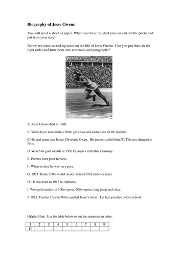 Jesse Owens timeline | Teaching Resources