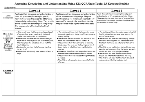 Northumberland science assessment grids - Year 5 | Teaching Resources