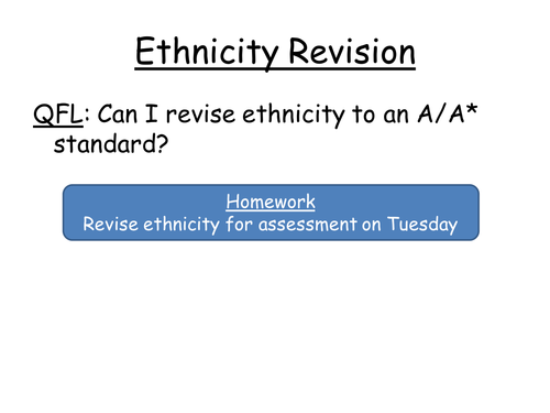 Ethnicity and education revision