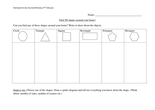 Find shapes at home | Teaching Resources