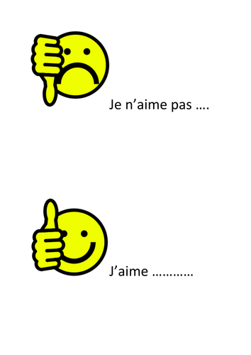 J Aime Je N Aime Pas Teaching Resources