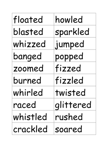 ed endings - firework verbs
