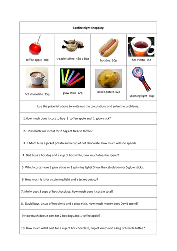 Bonfire, firework night shopping