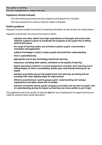 Lesson Observation Prompts for Ofsted Inspectors | Teaching Resources