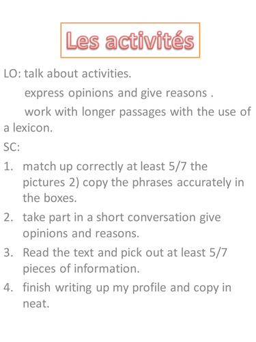 j'aime + infinitive / getting the kids to talk