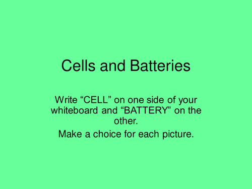 Cells and Batteries Starter Activity
