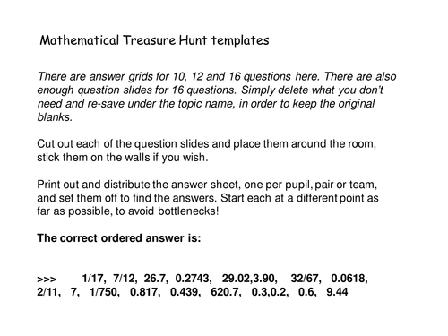 S1 revision Treasure Hunt