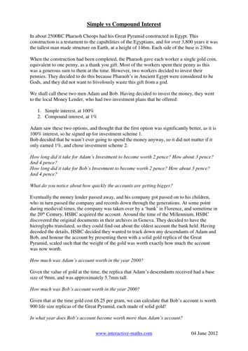 Compound Interest in Egypt - KS3 / GCSE