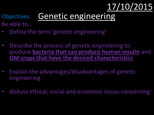 AQA GCSE Biology B1 genetic engineering PPT