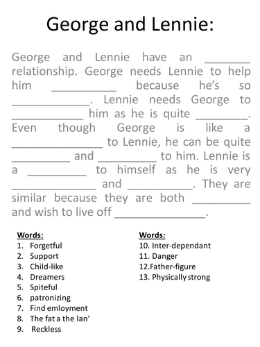 Of Mice and Men: George and Lennie Fill the Gap | Teaching Resources