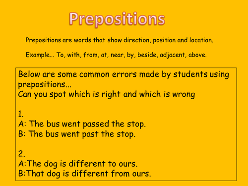 KS3 Grammar: Confusing Prepositions by johncallaghan - UK ...