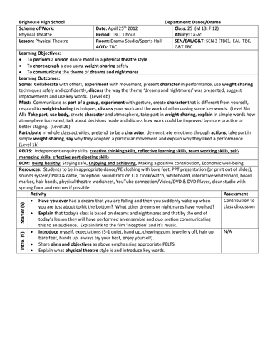 Physical Theater Workshop for Year Seven