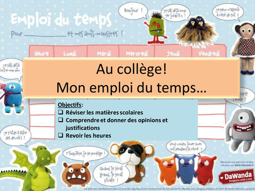 Au College Mon Emploi Du Temps Teaching Resources