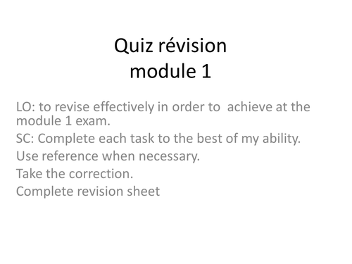 quick revision module 1 ' school equipment'