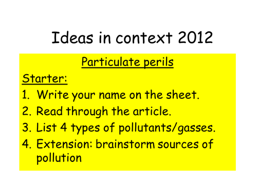 2012 May Ideas in context