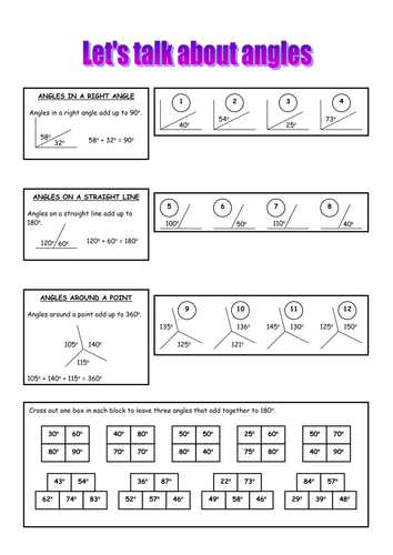 Angle properties lesson and worksheets