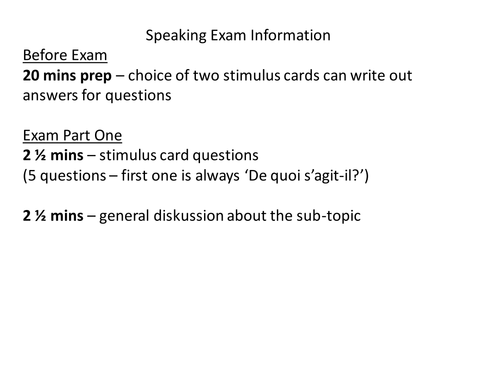 Year 12 AQA Speaking guide