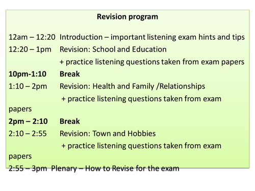 3hr revision French GCSE Foundation Listening