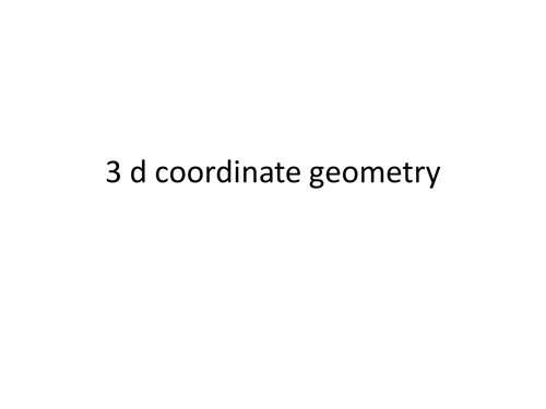 3d Coordinate Geometry - Basic Introduction